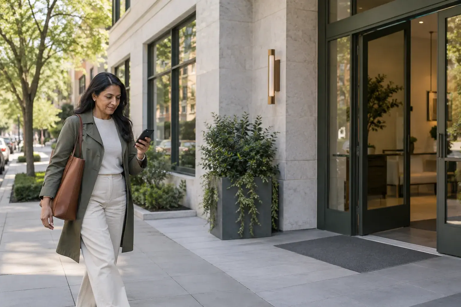 Visitor finding the entrance to a neighborhood clinic
